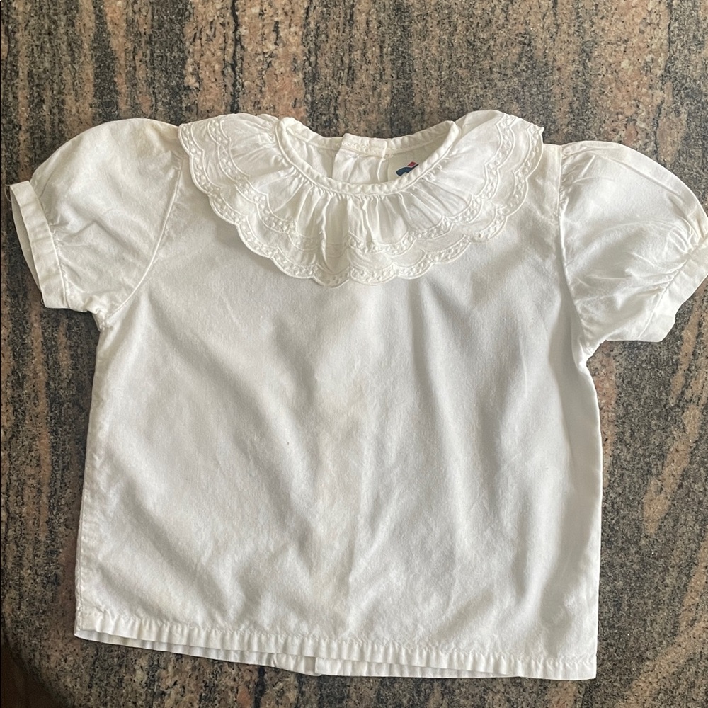 White Baby Blouse with Scalloped Collar